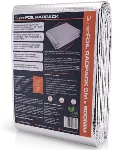 SuperFOIL Radpack Réflecteur de chaleur pour radiateur Feuille d'isolation pour économie d'énergie 5 m x 60 cm