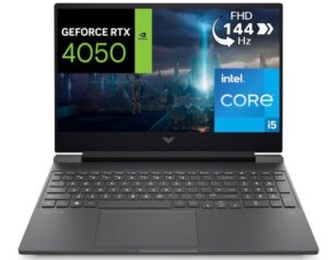 HP Victus 15-fa1001sf Ordinateur Portable Gaming 15,6" FHD IPS 144 Hz, PC Portable Gamer (Intel Core i5-12500H, RAM 16 Go, SSD 512 Go, Nvidia GeForce RTX 4050 6Go, Windows 11), Laptop Gris, AZERTY